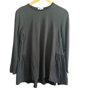 PLST | Minimalist Black Ruffle Back Shirt | Size Small